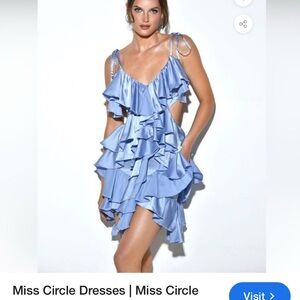 Miss Circle red carpet satin cut out ruffle dress,Sm,glam,romantic,evening,NYE